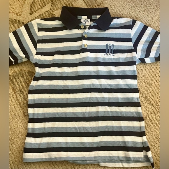 Vintage‎ Boys Kitestrings Striped Surf USA Cotton Summer Polo Size 7 - Picture 1 of 8